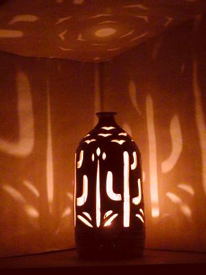 Cactus birds bottle luminary (night)