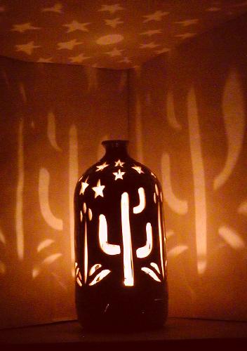 Cactus stars bottle luminary (night)