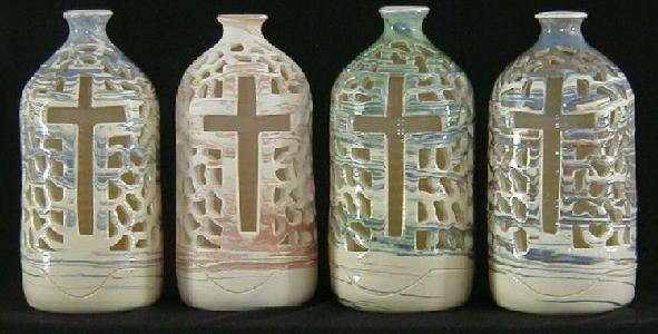  Four Block Cross Bottle luminaries (day)