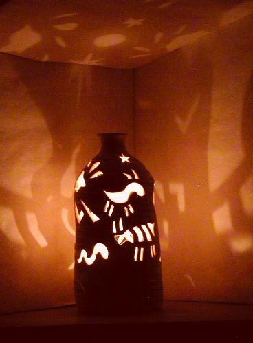 Kokopelli Bottle Luminary side 1 (night)