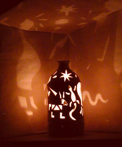 Kokopelli Bottle Luminary side 2 (night)