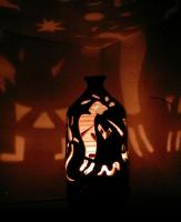 Kokopelli Bottle Luminary (night)