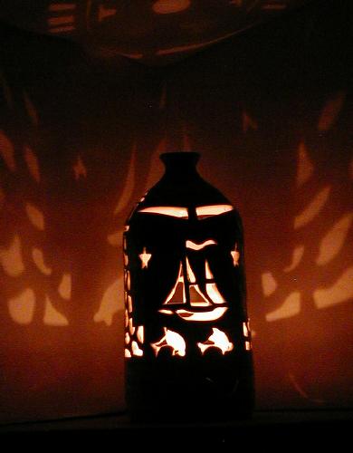 Lighthouse Bottle Luminary (Night - side)