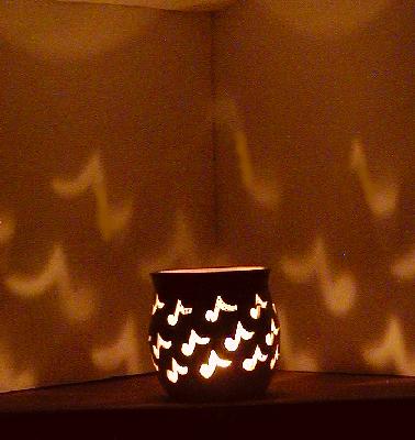 Music notes candle cup (night)