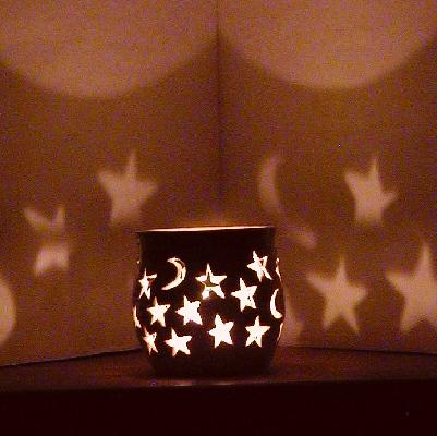 Moon and stars candle cup (night)