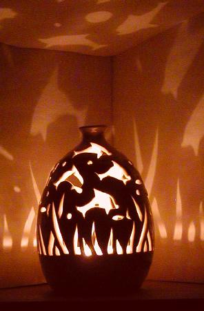 Dolphins and Seahorse Round Luminary (Night)