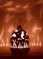 Dolphins and Seahorse Round Luminary (night)